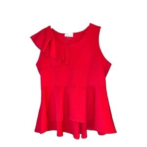 Vibrant Red Ruffle Blouse